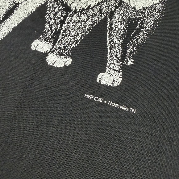 Vintage 1986 Hep Cat Front and Back Graphic T-Shirt Single Stitch Black Large - Picture 3 of 12